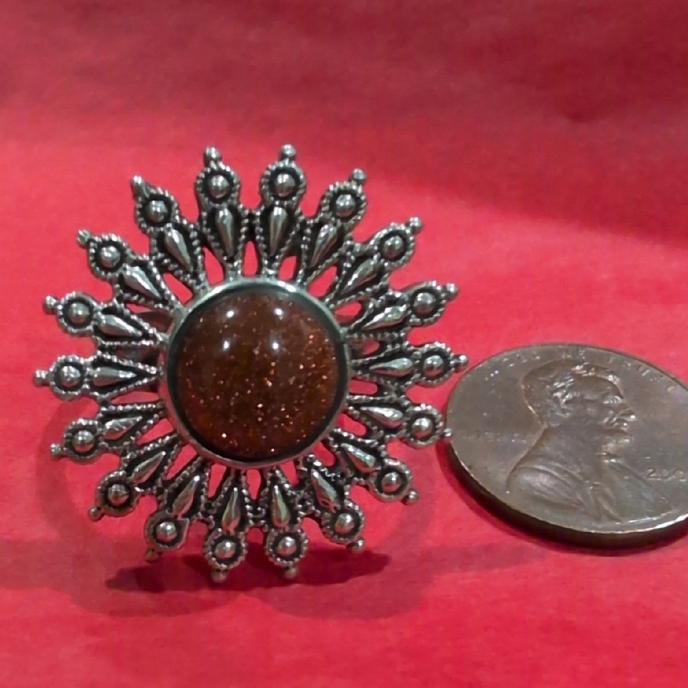 Goldstone Ring Sterling Silver - image 6